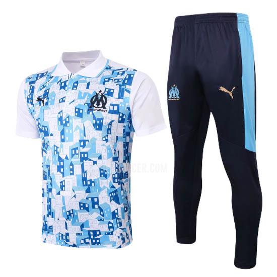 2020-21 オリンピック マルセイユ 青い-白い ポロシャツセット
