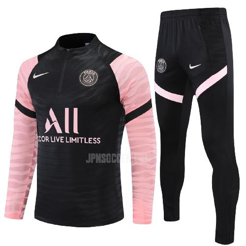 2021-22 パリ サンジェルマン ジュニア ブラック-ピンク サッカー スウェットシャツ