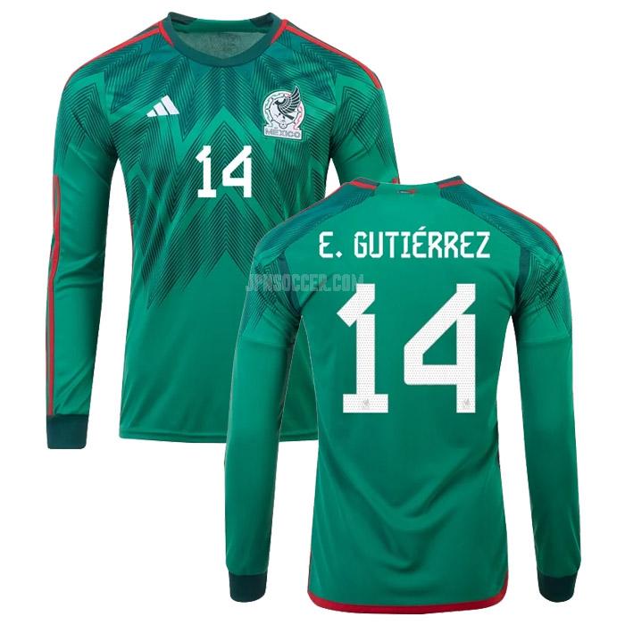 2022 メキシコ e. gutierrez 長袖 ワールドカップ ホーム ユニフォーム